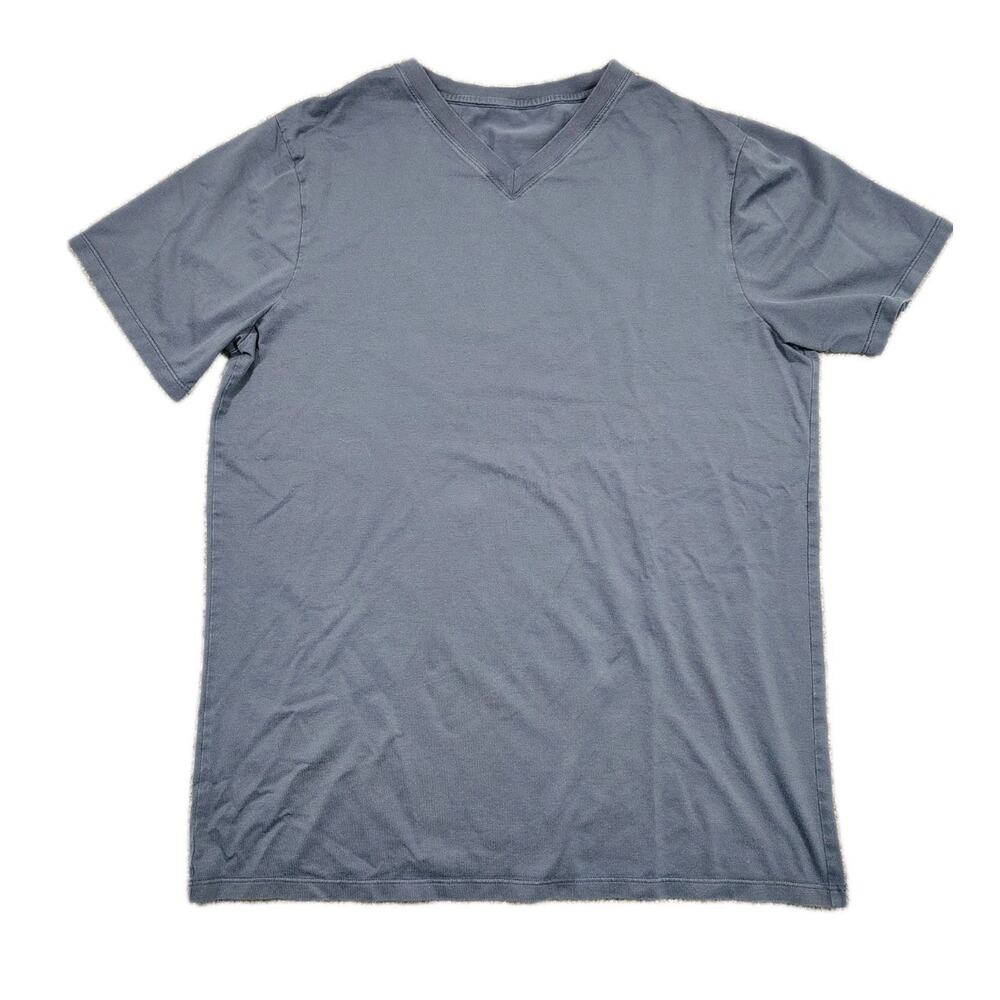 Lululemon 5 Year Basic Tee Shirt Men's M Blue V Neck Soft Jersey Minimalist GUC